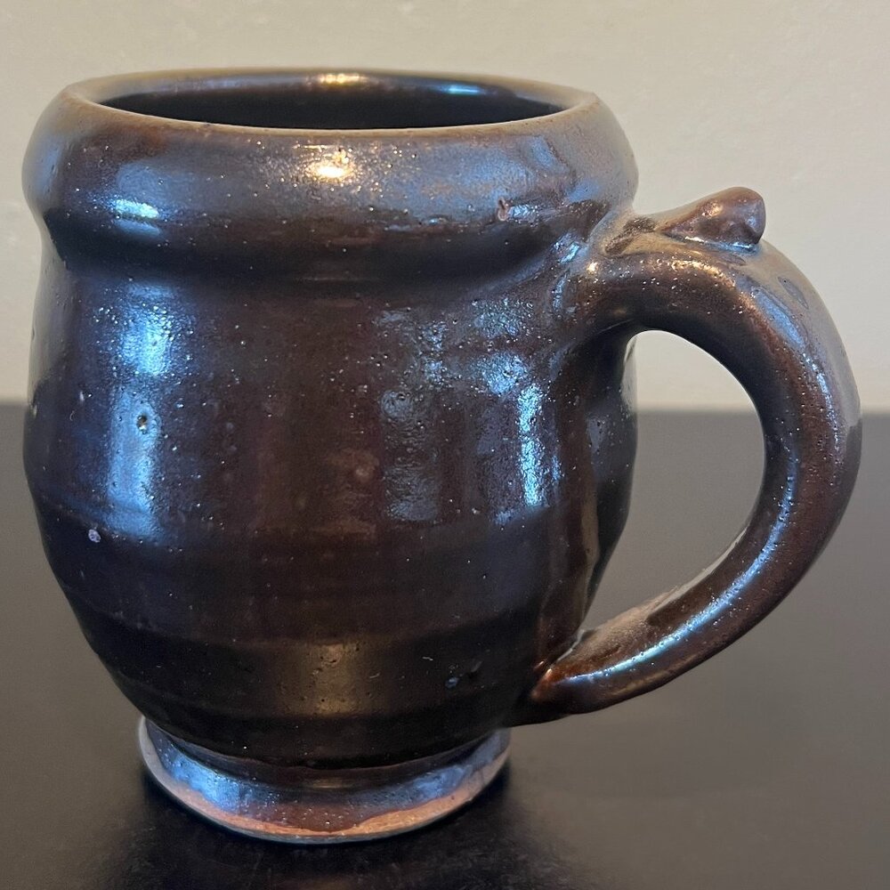 Vintage Handcrafted Studio Pottery Earthy Brown Bronze Glaze Coffee Mug 16oz Cup
